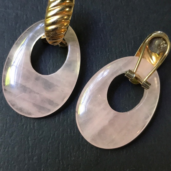 Genuine Rose Quartz Earrings - Picture 3 of 5